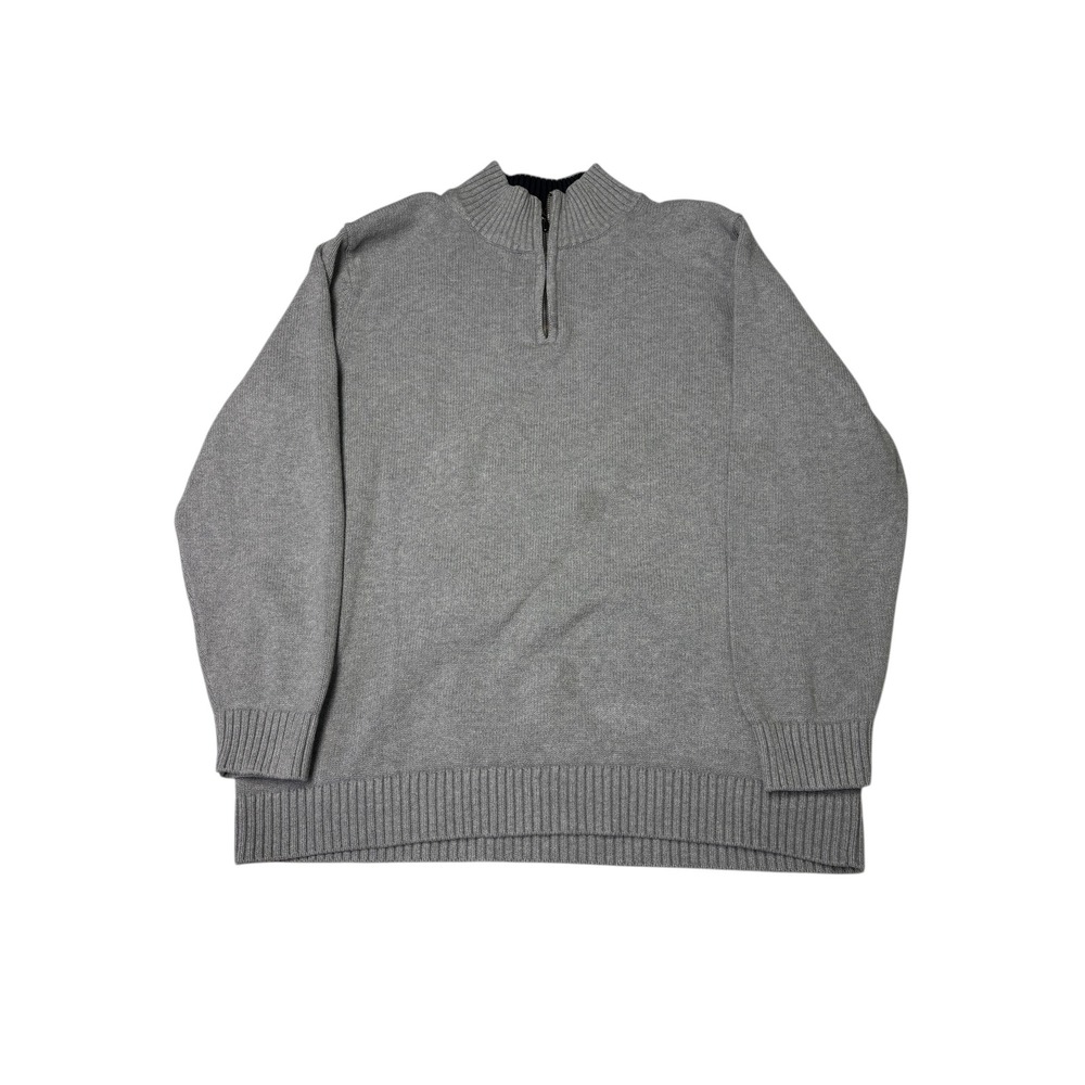 LL Bean Quarter Zip Sweater Gray 100 Percent Cotton XXL‎ Tall Men